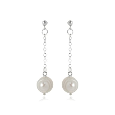 Pendientes Luxenter, kiarik de plata de ley 925 y perla blanca acabado baño rodio