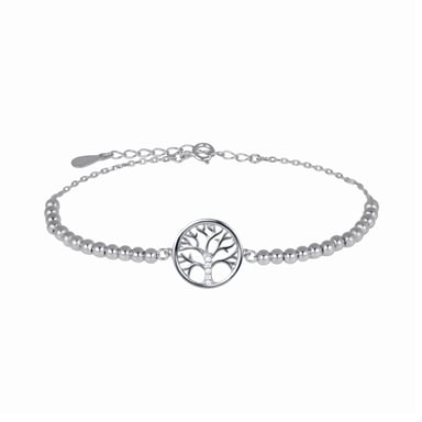 Pulsera Luxenter, arbol vida de plata de ley 925 y circonita brillante acabado baño rodio