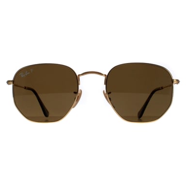 Gafas de sol Ray-Ban Hexagonal 3548N 001/57 Oro Marrón Polarizadas 51mm
