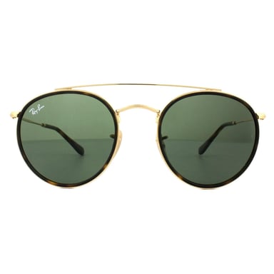 Gafas de sol Ray-Ban Round Double Bridge 3647n 001 Gold Green