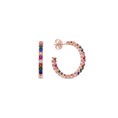 Pendientes Luxenter  de Plata de Ley 925 con Circonita Multicolor acabados en oro rosa de 18K - Vyamba