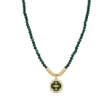 Collar Luxenter de Plata de Ley 925 con Malaquita acabado en oro amarillo de 18K - Locare