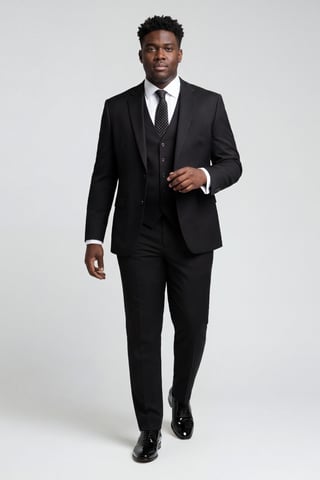 Carter & Jones Black Big & Tall Three Piece Tailored Fit Suit