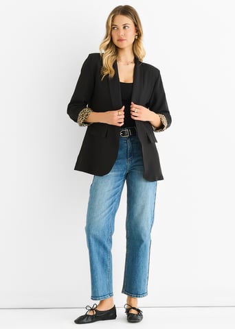 Blazer de animal de contraste