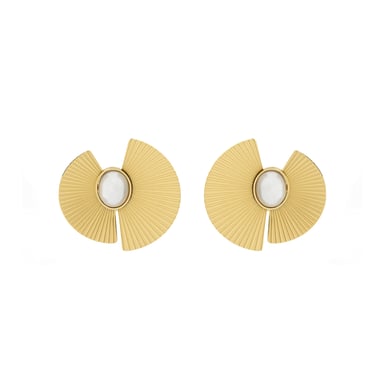 Pendientes Luxenter de Perla Blanca acabados en oro amarillo de 18K- Lessa