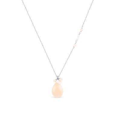 Collar Luxenter, adak de aleación de metal y agata naranja acabado baño rodio