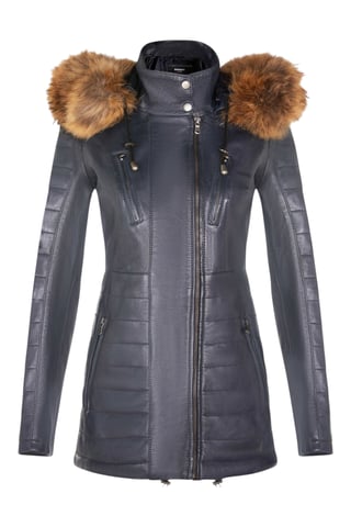 Parka de cuero acolchada azul para mujer - Winton