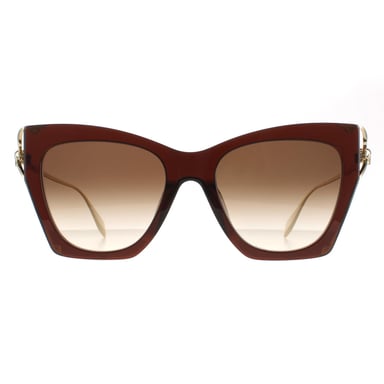 Alexander McQueen Cat Eye Señoras Marrón Oro Marrón Gradiente AM0375S