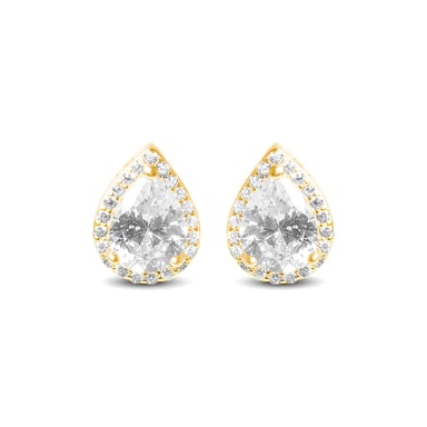 Pendientes Luxenter, theli de plata de ley 925 y circonita brillante acabado baño oro 18K