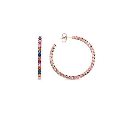 Pendientes Luxenter de Plata de Ley 925 con Circonita Multicolor acabados en oro rosa de 18K - Vyamba