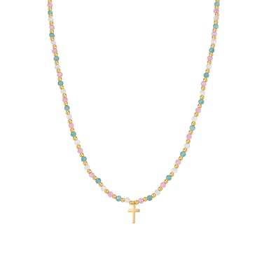 Collar Luxenter de Plata de Ley 925 con Cristal Multicolor acabado en oro amarillo de 18K - Liwa
