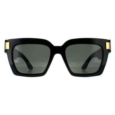 Gucci Cuadrado Mujer Negro con Oro Gris GG1689S