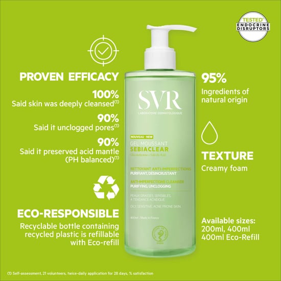 SVR Sebiaclear Limpiador Espumoso con Ácido Salicílico 400ml para Piel Grasa - Image 4