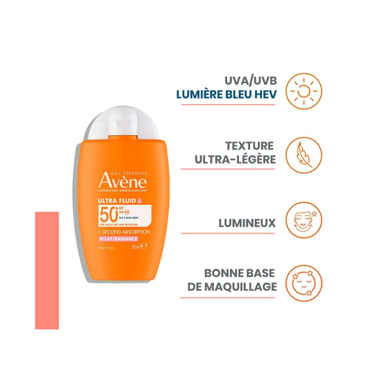 Protector Solar Ultra Fluido Radiance Avène SPF50+ 50ml para Piel Radiante - Image 4