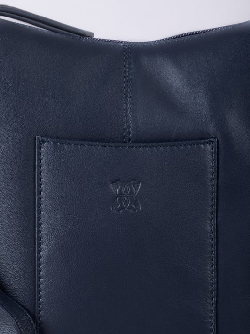 Talkin Medium Leather Cross Body Bag in Navy - Image 3