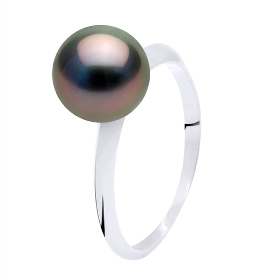 Ring Real Cultured Tahiti Pearl Round 8-9 mm - White Gold - Image 1