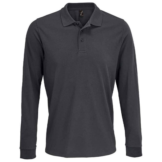 SOLS Unisex Adult Prime Pique Long-Sleeved Polo Shirt (Dark Grey) - Image 1