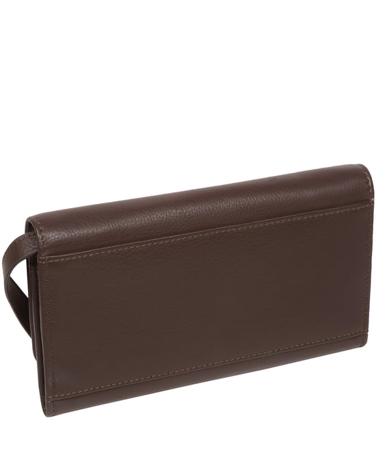'Saffron' Hot Fudge Nappa Leather Cross Body Clutch Bag