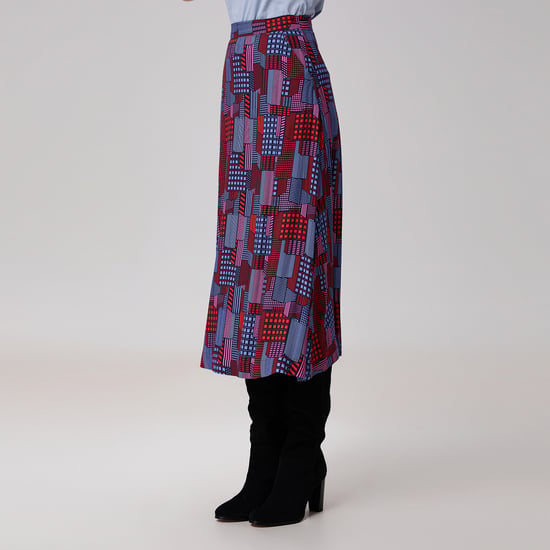 Graphic Print Trapeze Midi Skirt - Image 3