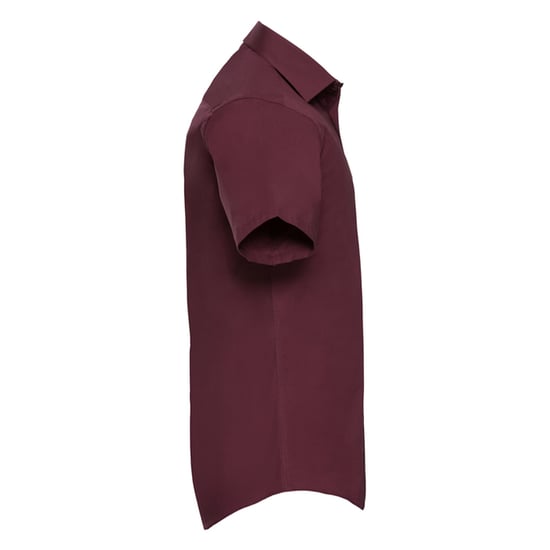 Russell Collection Mens Stretch Fitted Short-Sleeved Shirt (Port) - Image 3