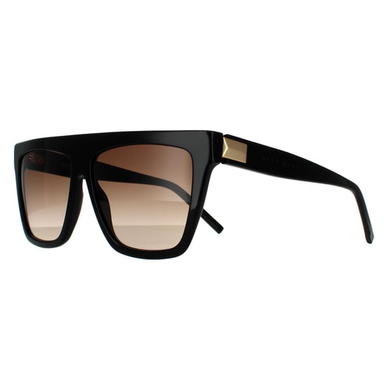 Gafas de sol cuadradas para mujer Hugo Boss en negro brillante y marrón degradado. - Image 2