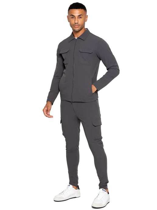 Enzo | Conjunto de chándal Cargo Shacket para hombre - Gris - Image 2