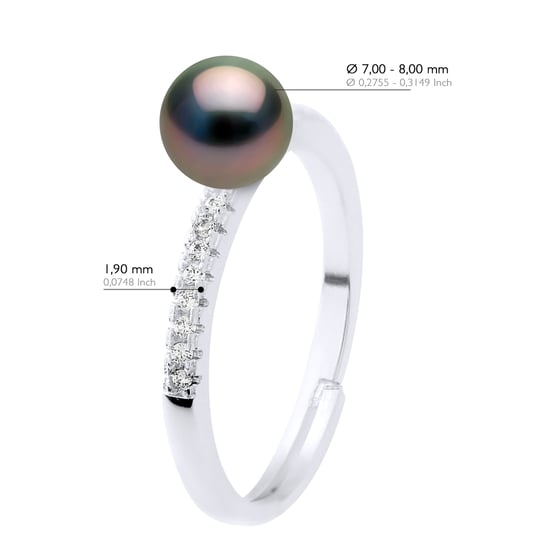 Ring Jewelry - Real Cultured Tahiti Pearl Round 7-8 mm