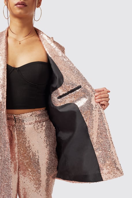 Caladium Slim Fit Pink Sequin Jacket