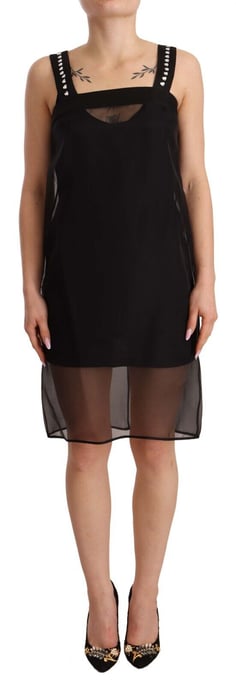 Vestido Mini Ajustado de Seda Negra con Cristales de Dolce & Gabbana para Mujer - Image 1
