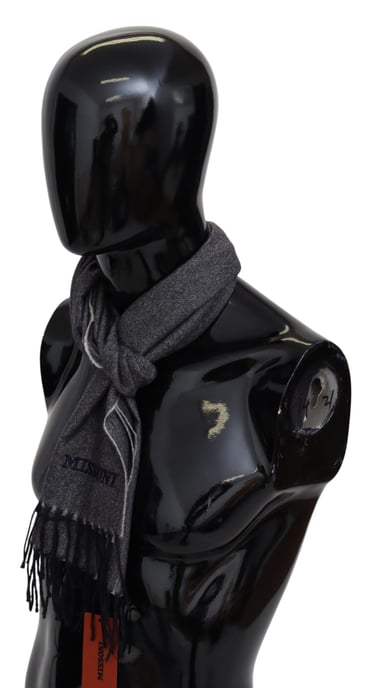 Missoni Men's Gray Cashmere Knit Unisex Neck Wrap Scarf - Image 2