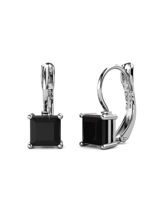 Pendientes Cuadrados - Plata y Negro - Image 1