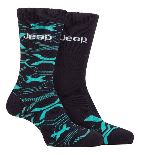 Calcetines Bamboo para hombre, suaves y transpirables, estilo acanalado - Azul Marino / Turquesa - Image 1