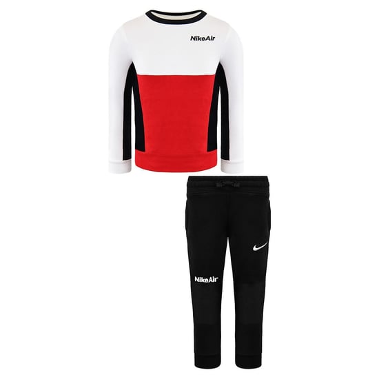 Nike Air Long Sleeve Pullover Stretch Waist Black Red Kids Tracksuit DC8639 010