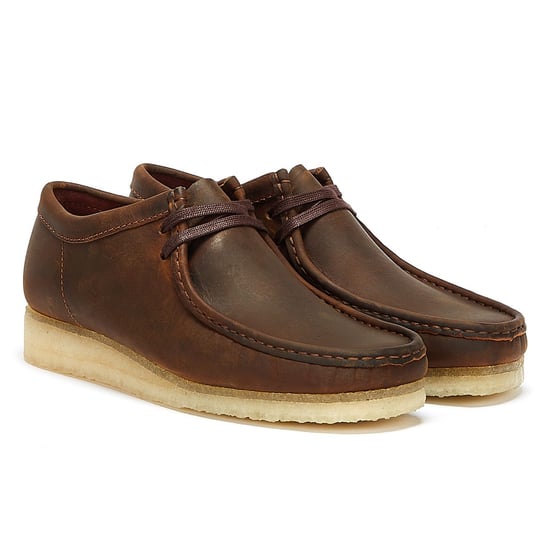 Zapatos de cuero marrones para hombres Clarks Originals Wallabee - Image 1