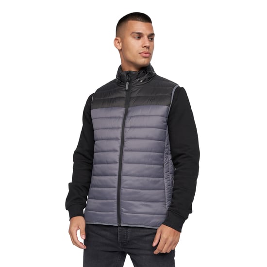 Crosshatch Mens Presnell High-Neck Gilet (Charcoal) - Image 1
