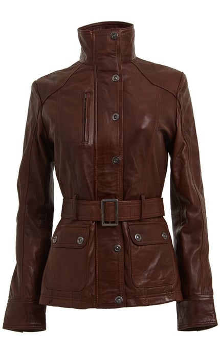 Women's military style leather biker jacket - Middleton