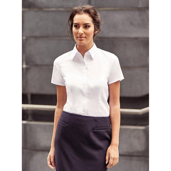 Russell Womens/ladies Herringbone Short Sleeve Work Shirt (White) - Image 2