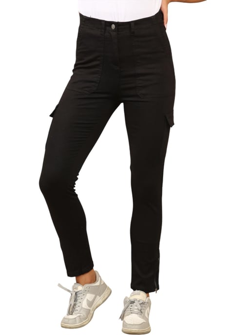 MYT Womens Cargo Chino Ankle Grazer Trousers in Black