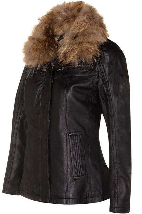 Womens Slim Fit Leather Parker Jacket-Millom