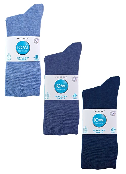 IOMI - 6 Pack Mens Diabetic Bamboo Socks | Extra Wide Seamless Loose Non Elastic Socks - Navy Blue - Image 2