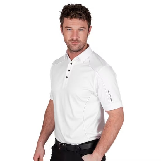 Island Green Mens Topstitched Golf Polo Shirt (White) - Image 3