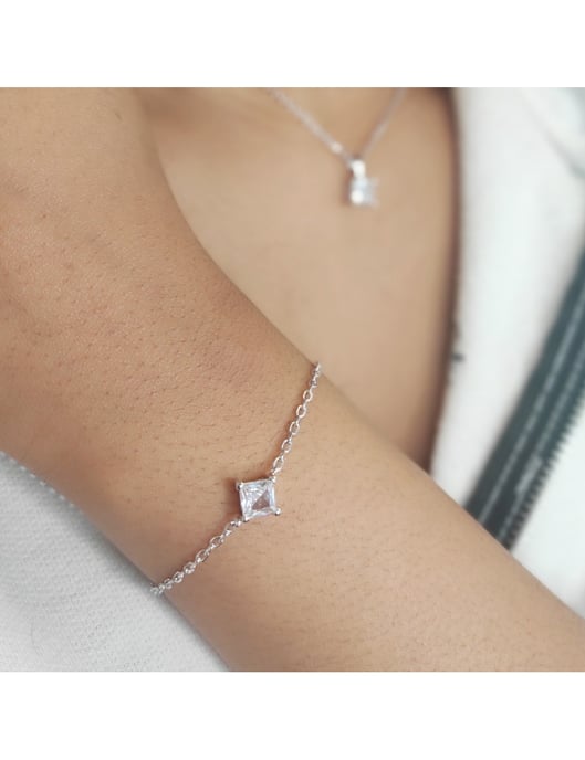 Conjunto Calle Cuadrado Simple - Plata y Cristal - Image 4