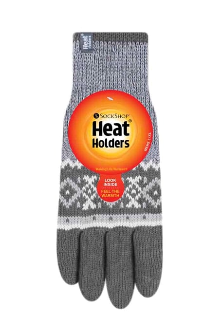 Hombre rayas nórdico Fairisle Zig Zag de punto forrado de lana caliente Guantes - Image 2