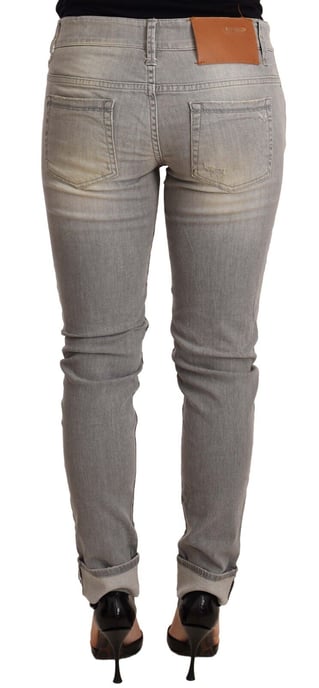 Jeans de denim gris de algodón ajustados Acht - Image 3