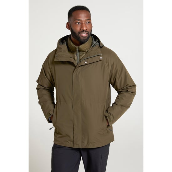 Mountain Warehouse Mens Alaskan 3 In 1 Waterproof Jacket (Khaki) - Image 1