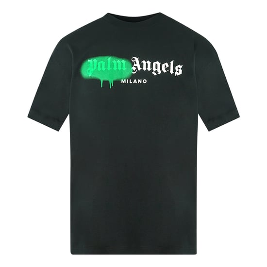 Palm Angels Milano camiseta negra con logo de pintura en aerosol - Image 1