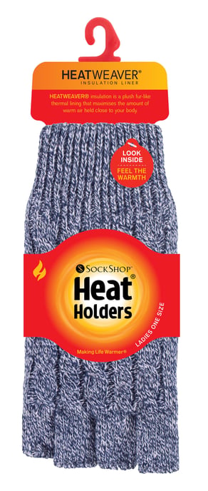 CALEFACTORES - Guantes térmicos de invierno sin dedos de punto por cable para mujer - Image 2