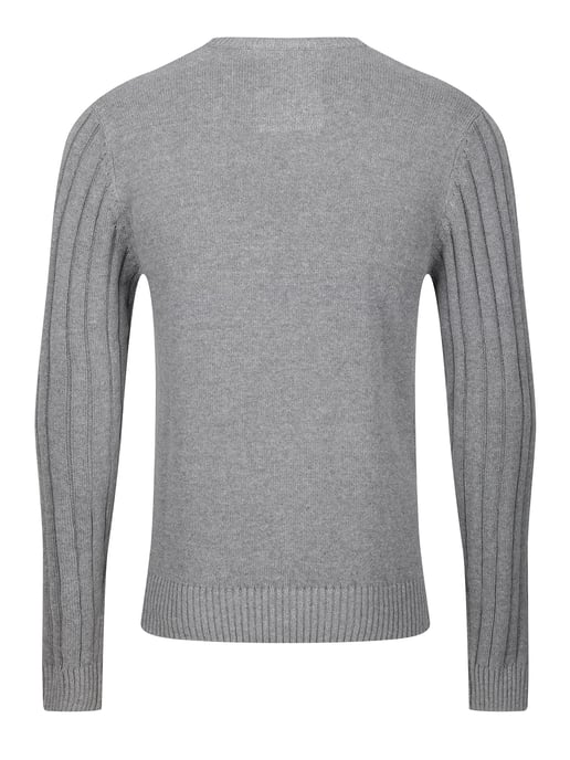 Luke 1977 Men's Morden Textured Crew Neck Knitted Jumper in Grey
