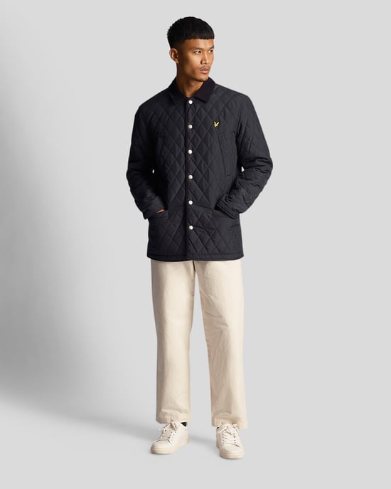 Chaqueta acolchada en azul marino oscuro con emblema de la marca Lyle & Scott - Image 3