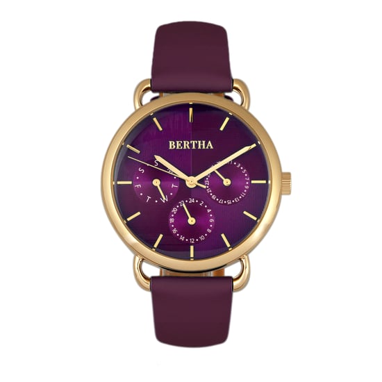 Bertha Gwen Leather-Band Watch w/Day/Date